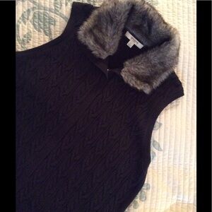 Liz Claiborne sweater vest with faux fur collar